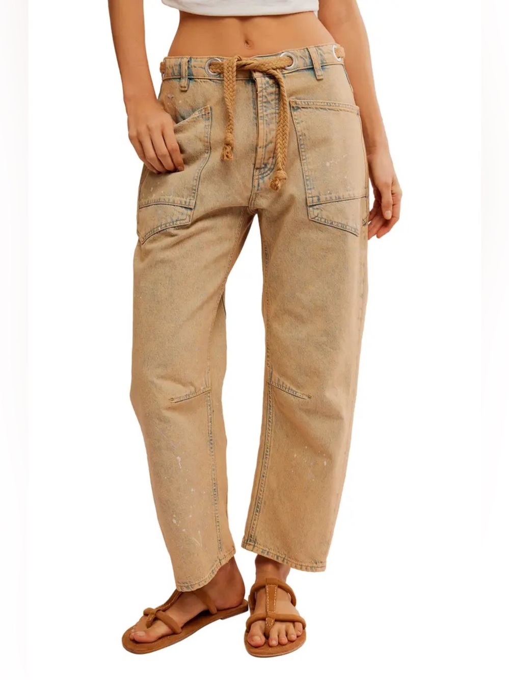 NWT We The Free Moxie Pull-on Mid Rise Barrel Jeans